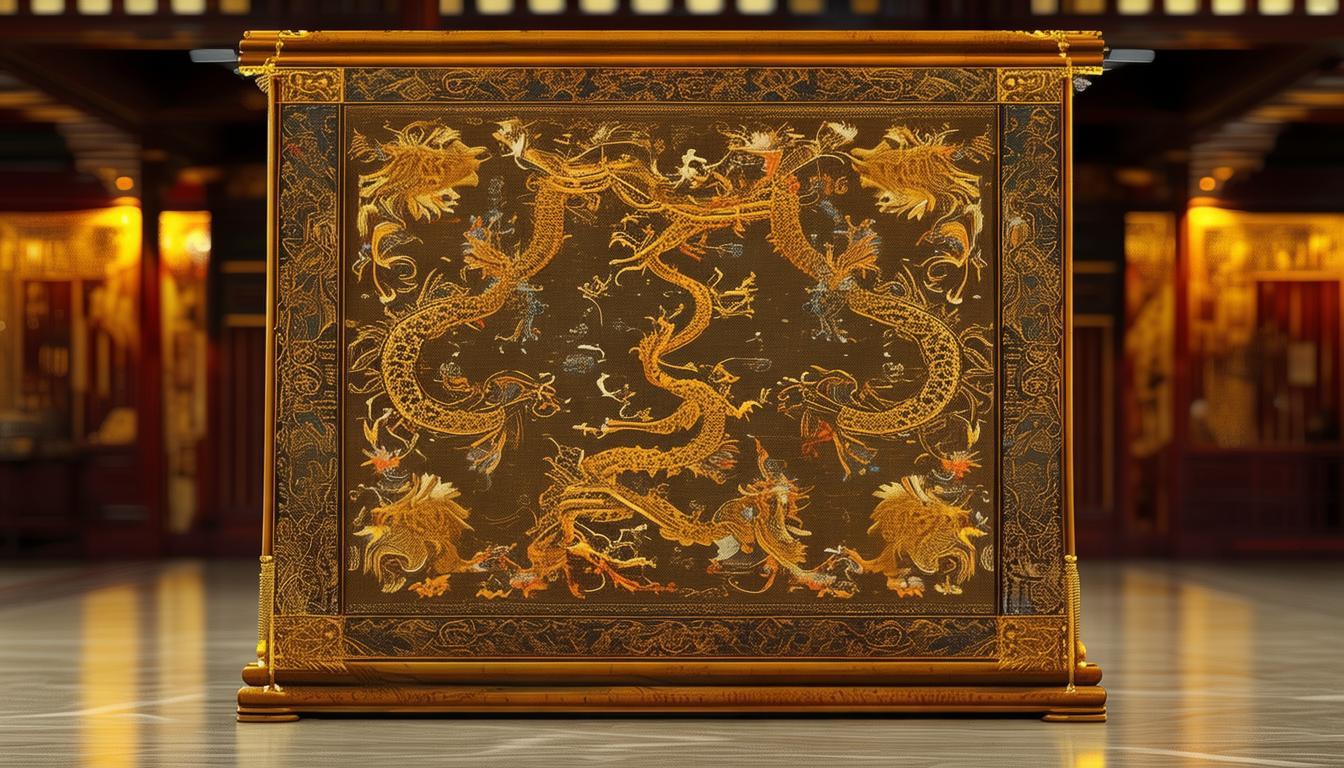 中华龙毯展 上海 _六帝钱地毯_ 古董地毯 龙纹图案 